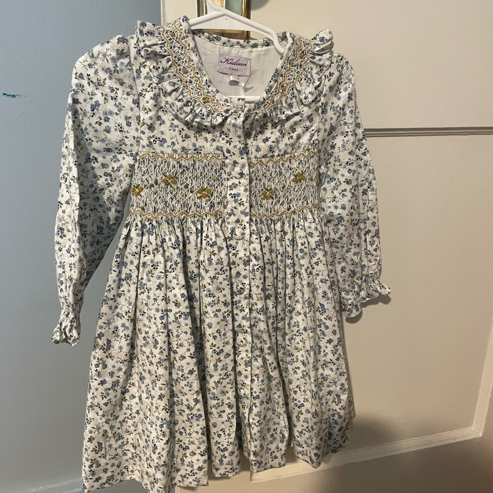 Floral Blue and White Kids Dress